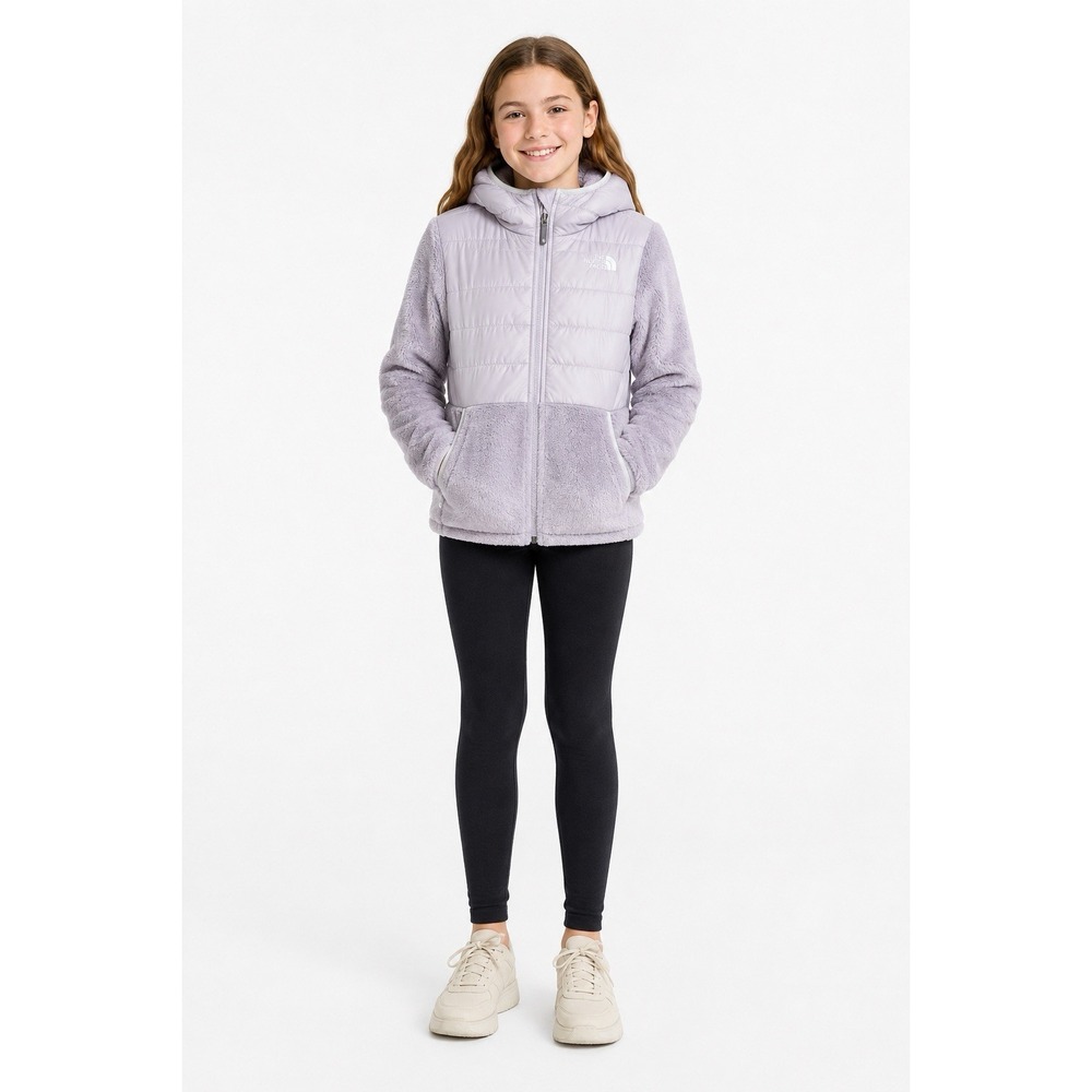The North Face Girls Size 12 Lavender Fleece Puffer Hybrid Hooded Jacket
